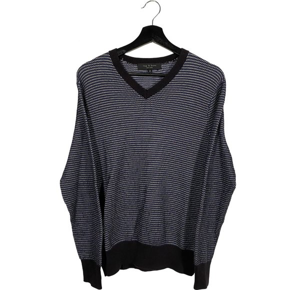 Rag & Bone Cotton Nylon V-Neck Sweater - Picture 1 of 4